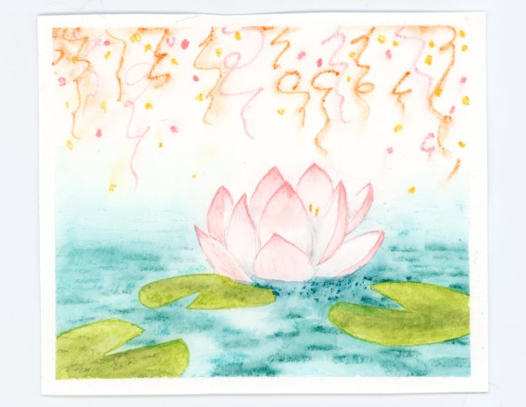 Waterlily watercolor illustration