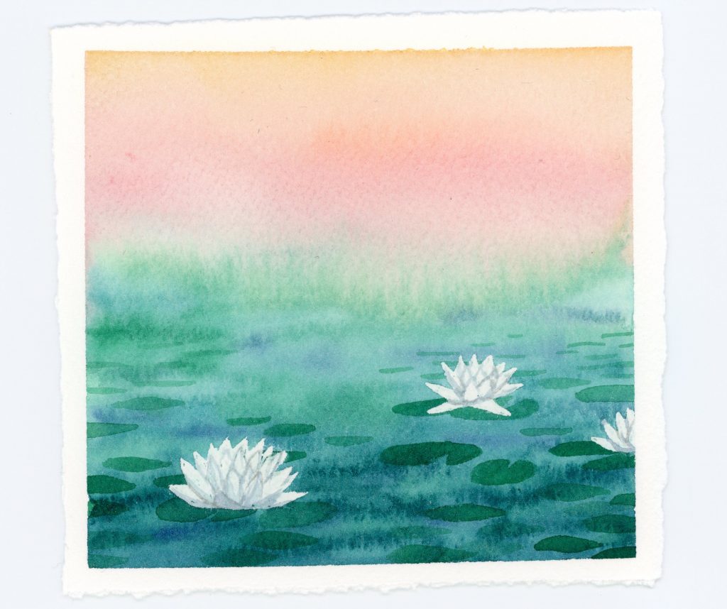 Waterlilies watercolor illustration