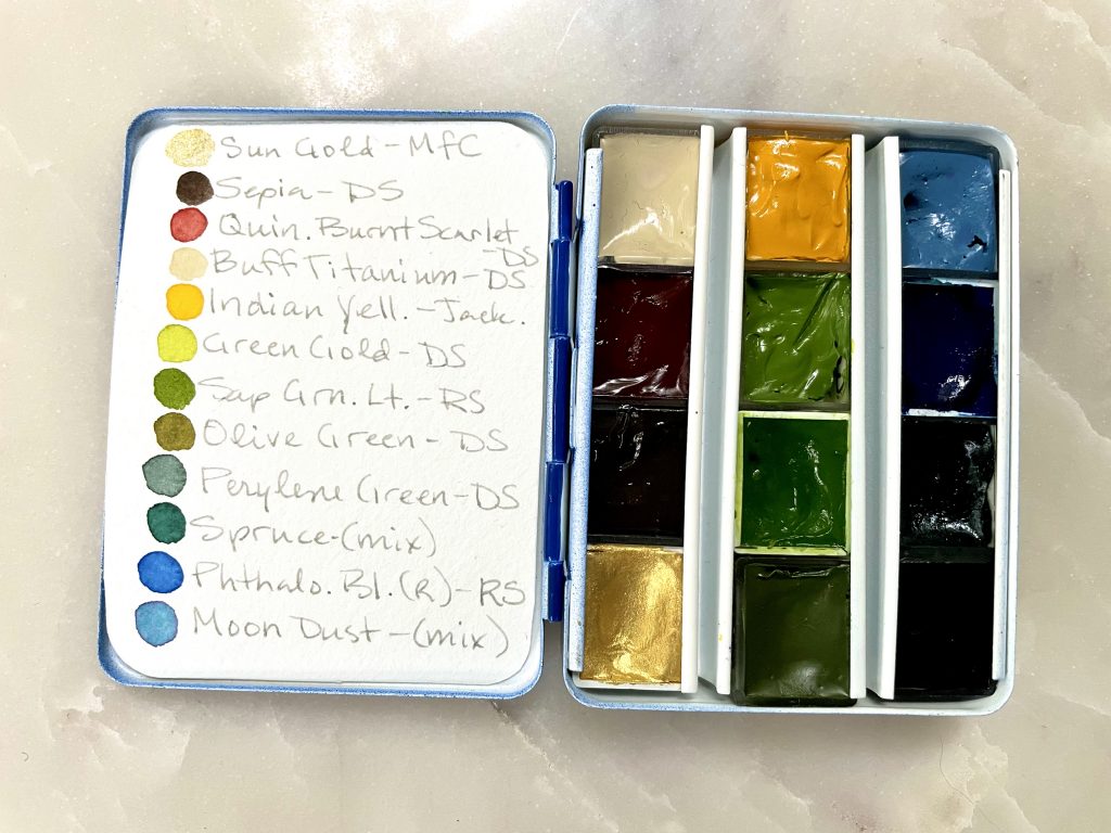 Bijou watercolor palette with reference card