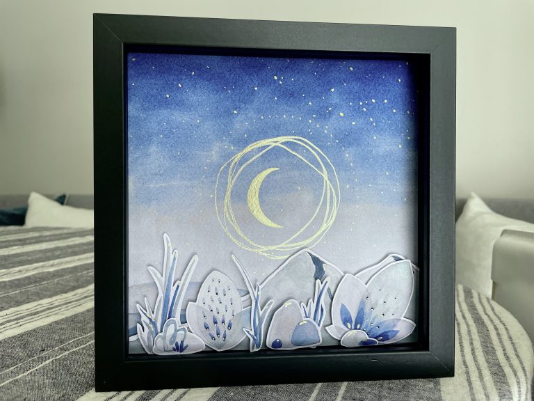 Moon Dust shadowbox watercolor art
