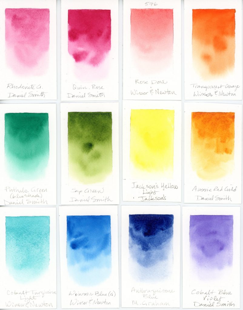 Travel palette watercolor swatches