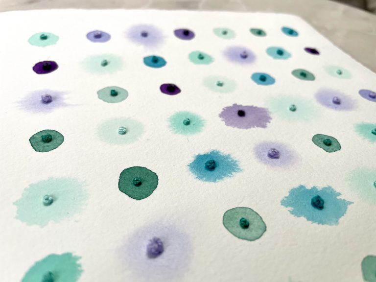 Watercolor dots art and embroidery
