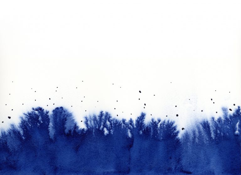 Inky blue abstract watercolor painting