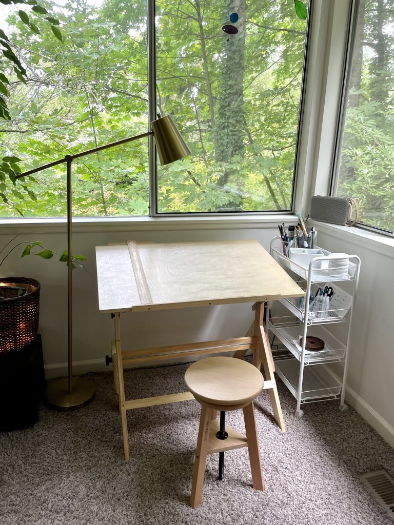 Watercolor painting studio set-up