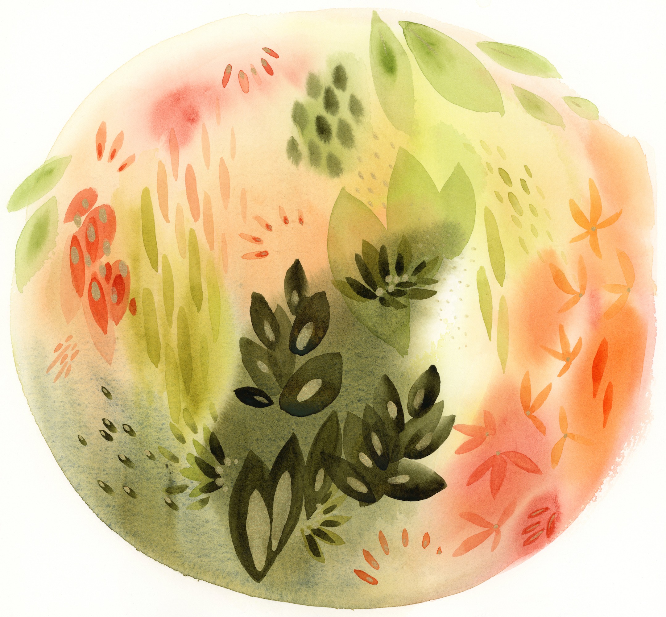 Tropical Forest Abstract Watercolor
