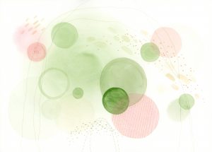 Matcha & Strawberry abstract watercolor painting
