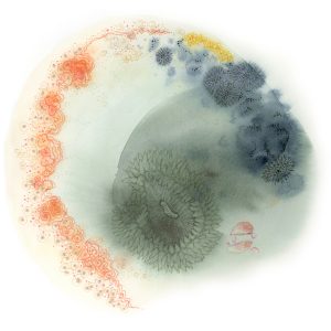 Tide Pool Abstract watercolor and ink art