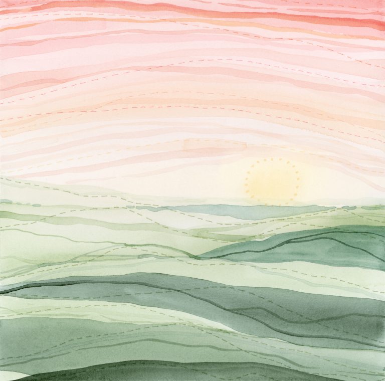 Dawn Horizon abstract watercolor landscape