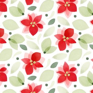 Red Poinsettia Pattern Watercolor