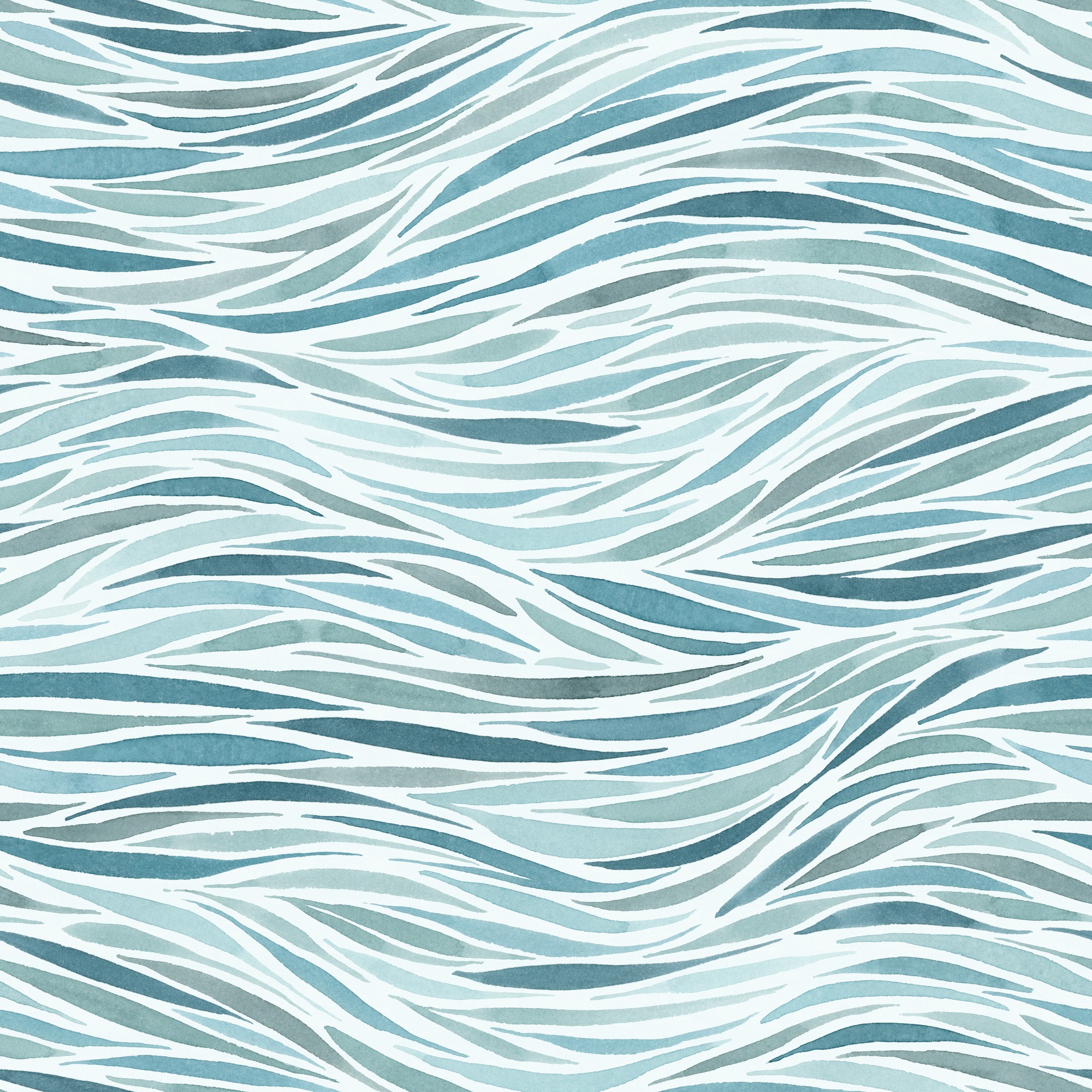 Marine Blue Waves Watercolor Pattern
