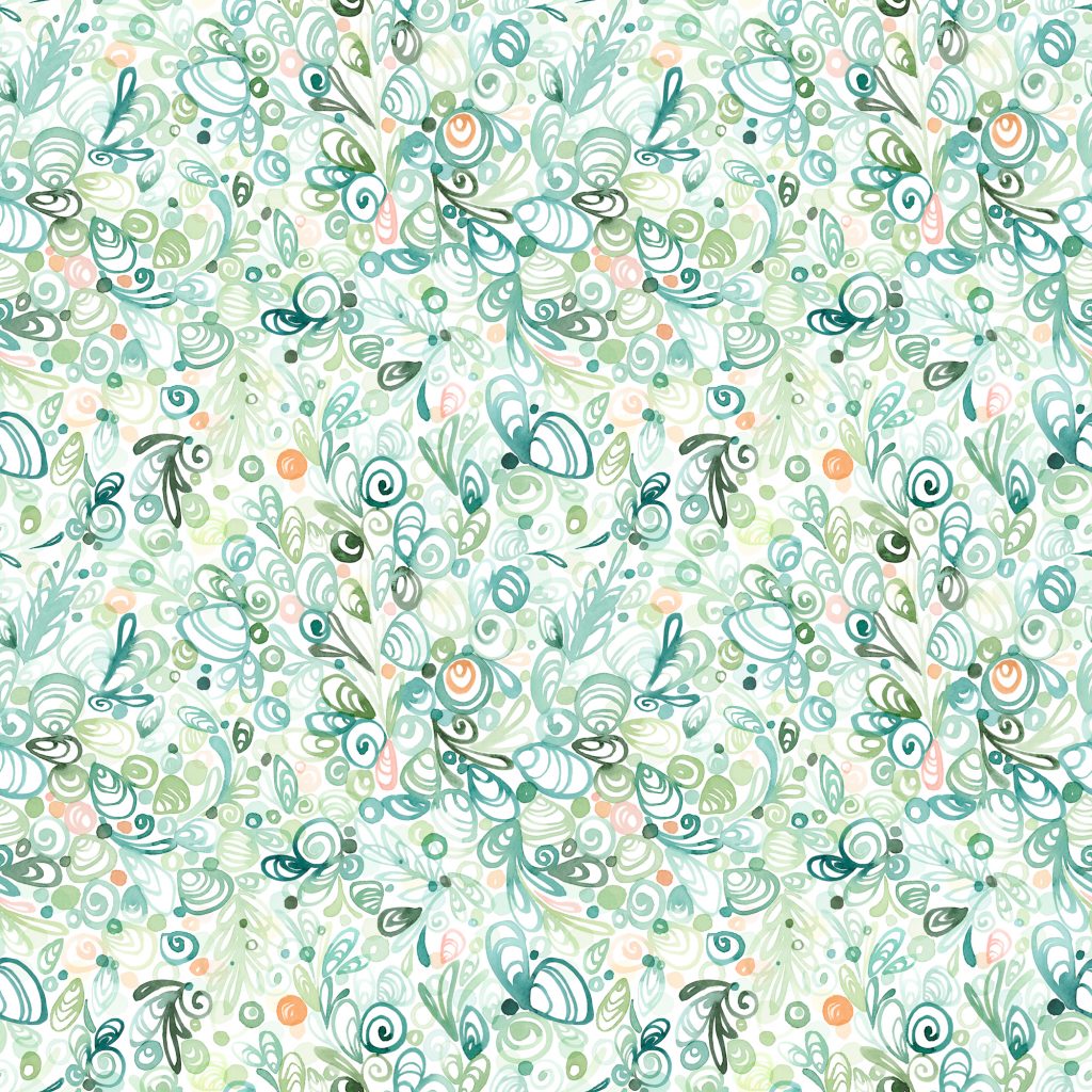 Seashell Watercolor Pattern repeated