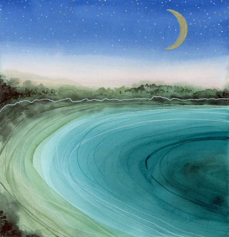 Moonlight Cove abstract landscape watercolor