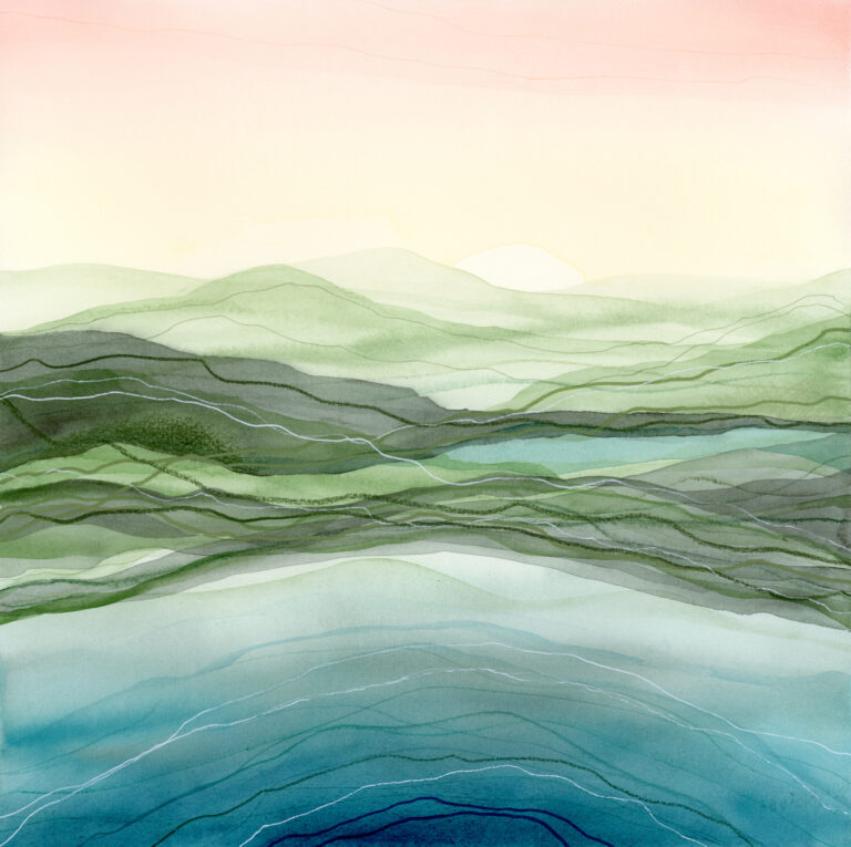 Mountain Lake Watercolor