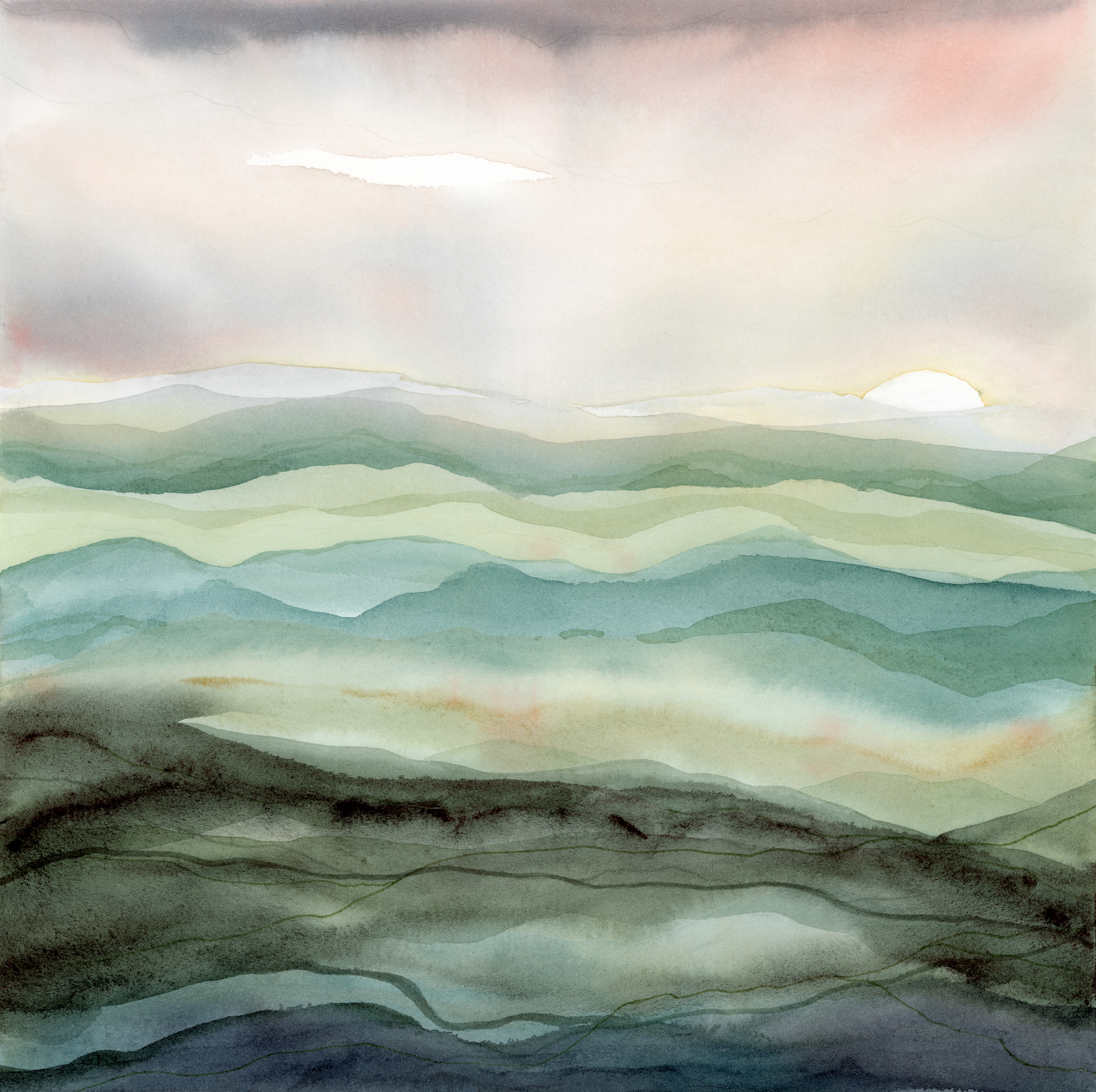 Vista--abstract landscape watercolor