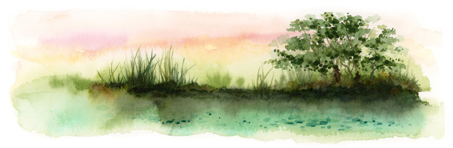 Quet Horizon watercolor landscape