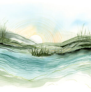 Fluid—abstract landscape watercolor and pigmented ink
