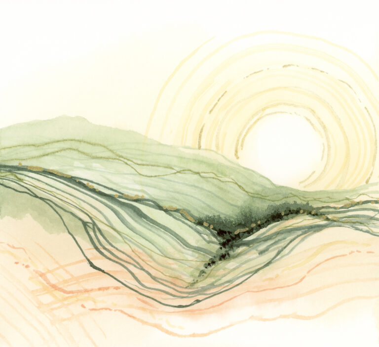 Solar Ridge--abstract landscape watercolor