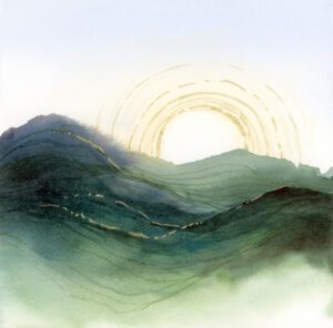 Solar Summit--abstract landscape watercolor